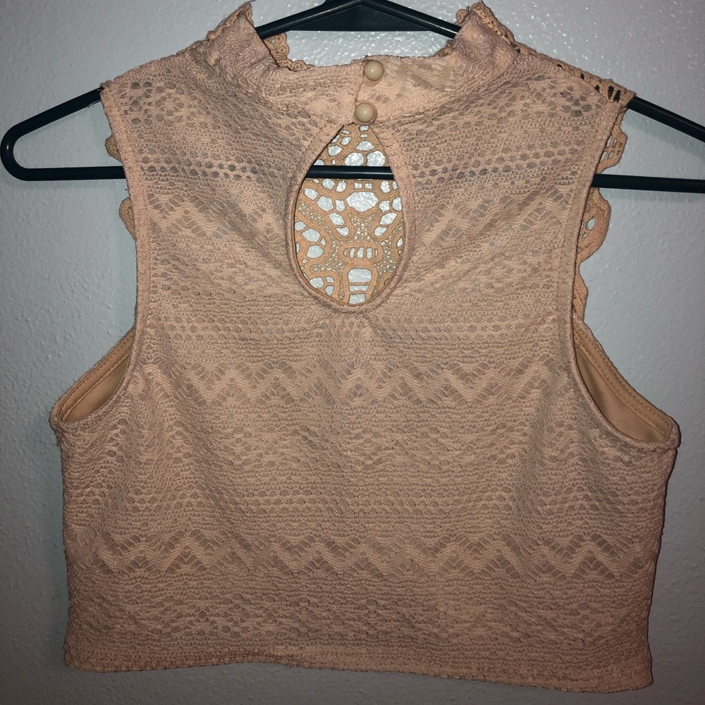 Cream lace crop top